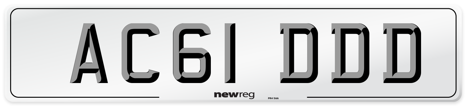 AC61 DDD Number Plate from New Reg